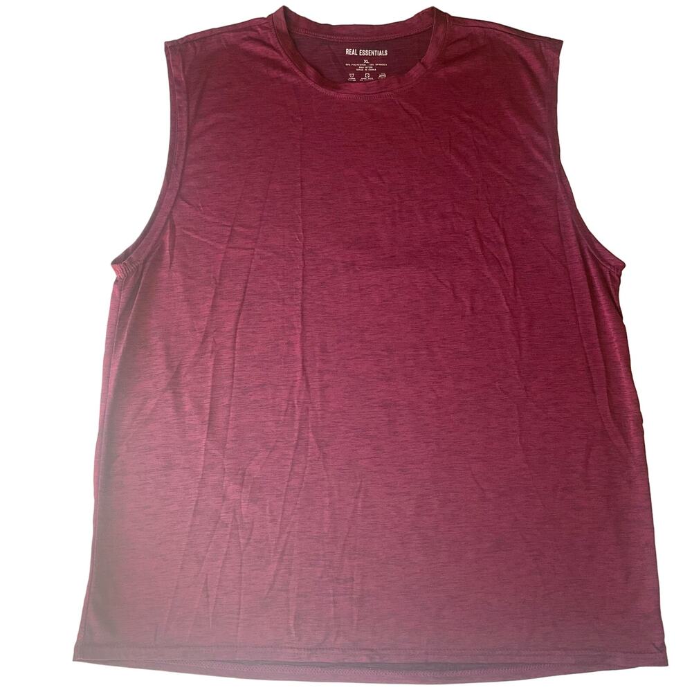 Real Essentials Men’s Sleeveless Tank Top Size XL, Burgundy Red